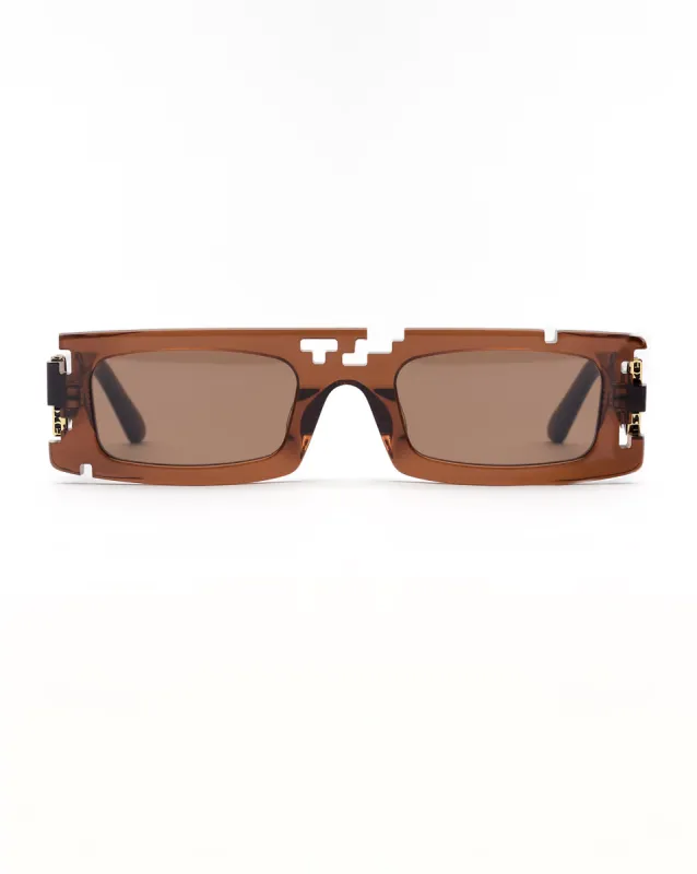 Ashluxe Pixel Cut Earth Brown Sunglasses sold by Ashluxe