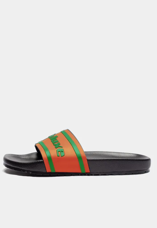 ASHLUXE Leather Slides - Brown/Green sold by Ashluxe