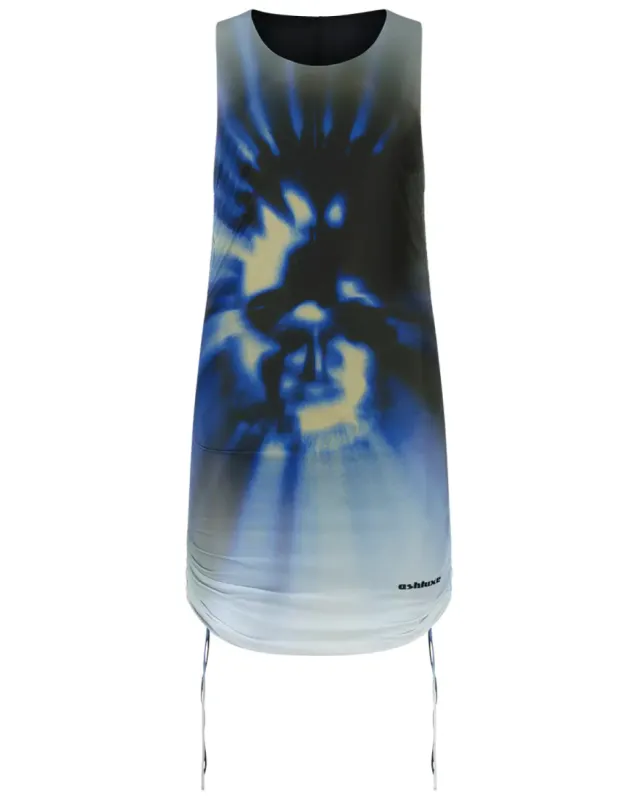 Ashluxe Female Mesh Draped Dress - Blue sold by Ashluxe