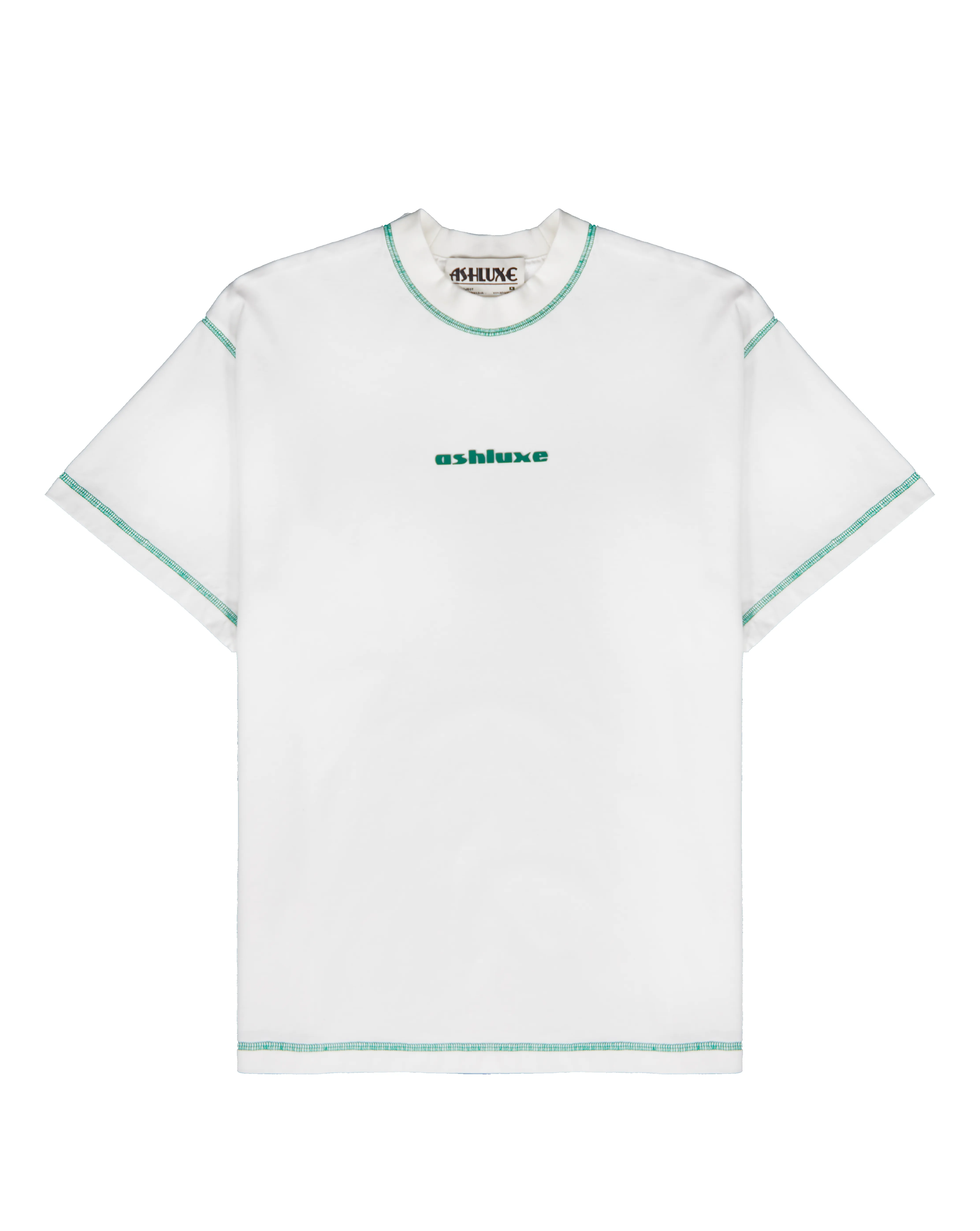 Ashluxe Green Threaded Tee White sold by Ashluxe