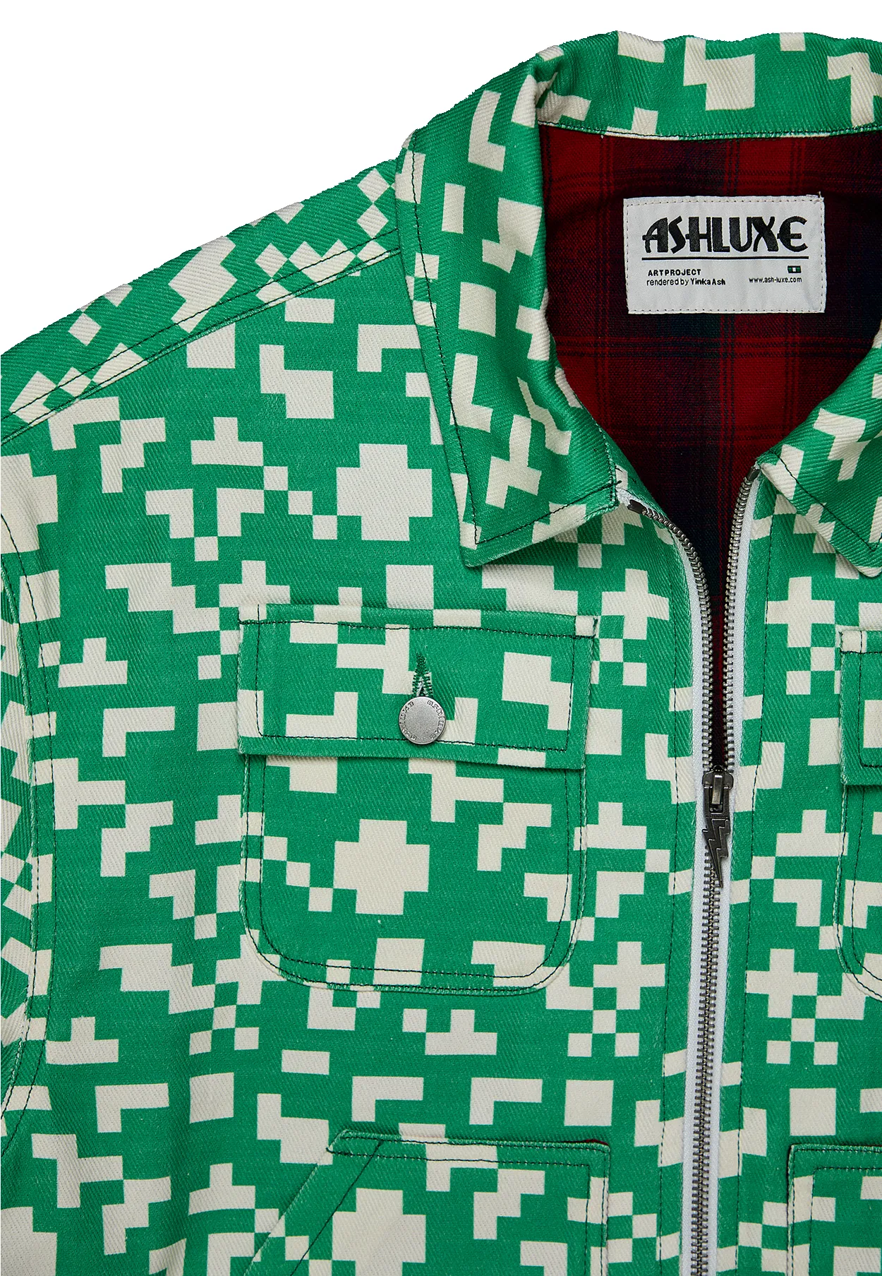 Ashluxe Pixel Denim Jacket Green sold by Ashluxe product image thumbnail 2