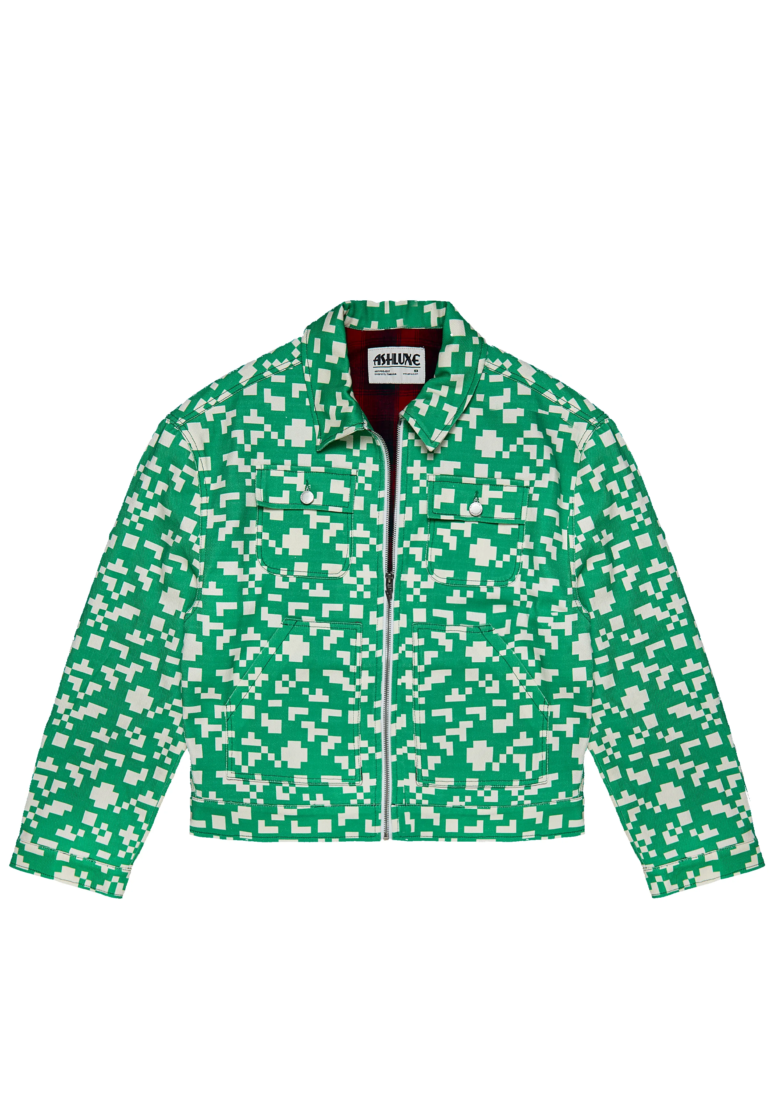 Ashluxe Pixel Denim Jacket Green sold by Ashluxe