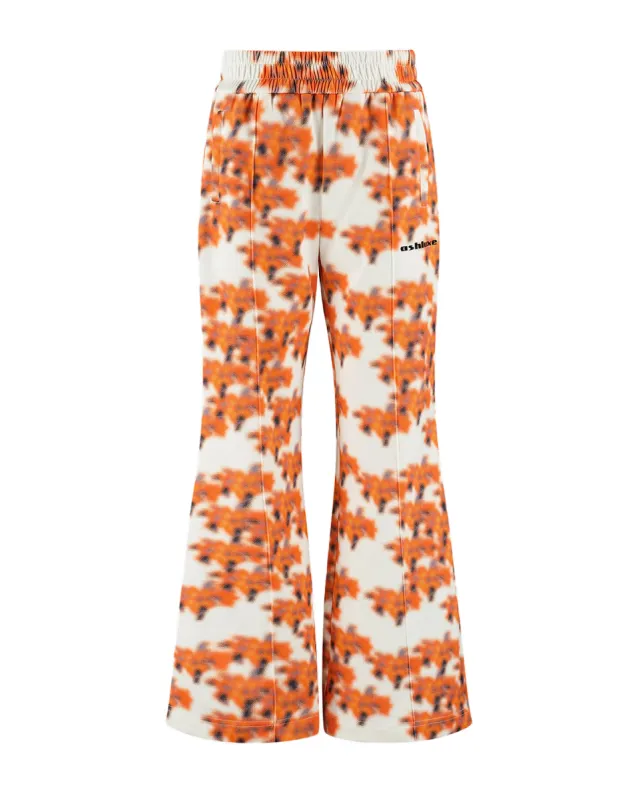 Ashluxe Female Printed Track Pant Orange Flower Aop sold by Ashluxe