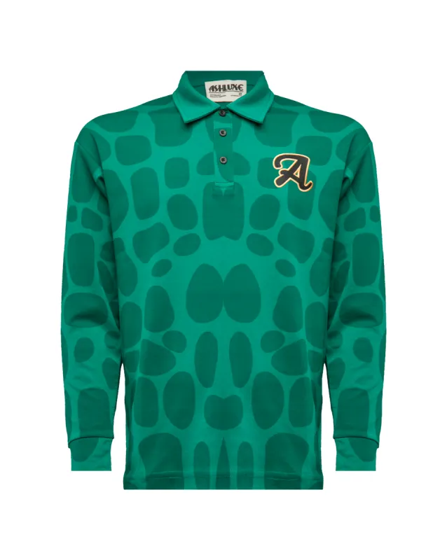Ashluxe A Print Longsleeve Polo Green sold by Ashluxe