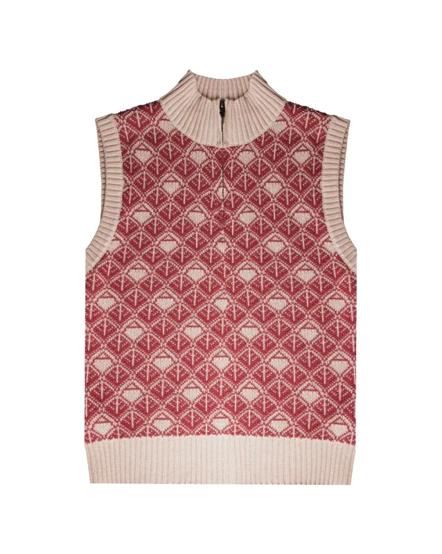 Ashluxe  Zip Monogram Knitted vest Pink sold by Ashluxe