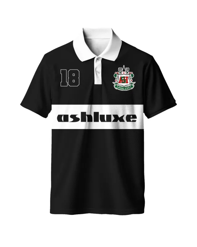 Ashluxe Crest Logo Polo Black sold by Ashluxe