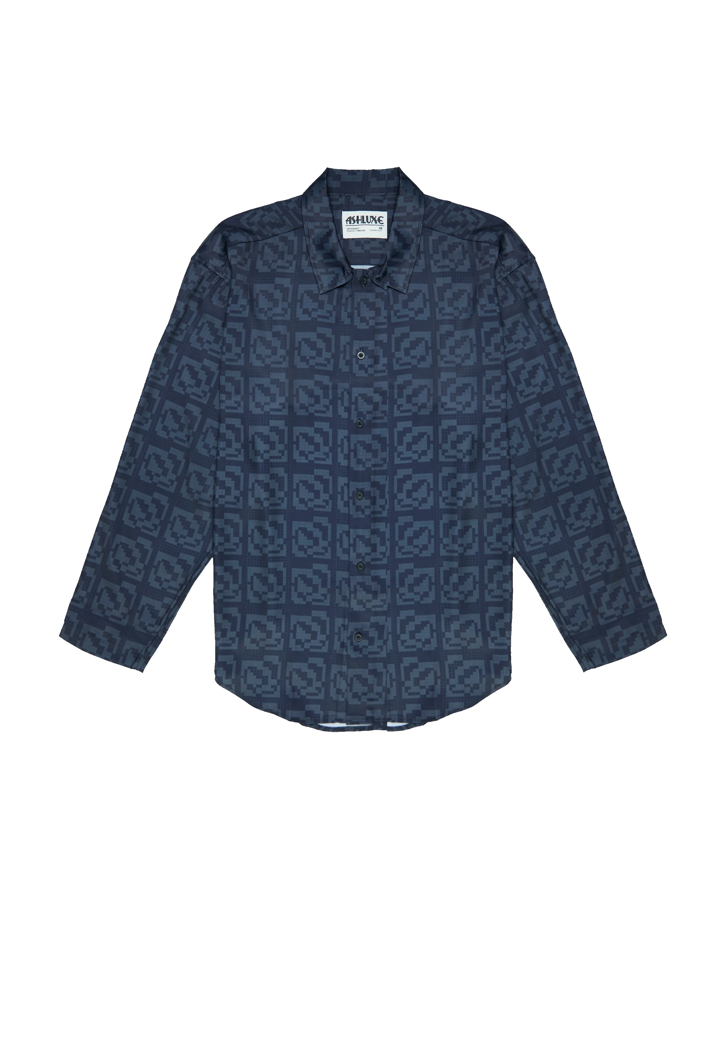 Ashluxe Exquisite Pixel Satin Shirt Black sold by Ashluxe