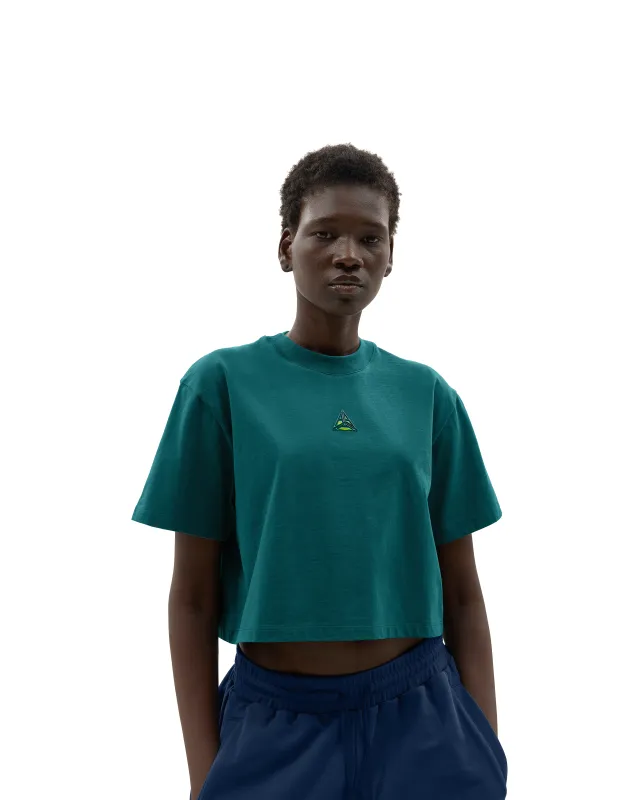 Metallic Logo Cropped T-Shirt Green sold by Ashluxe