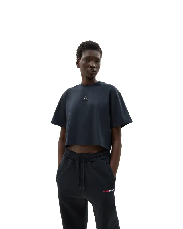 Metallic Logo Cropped T-shirt Black sold by Ashluxe