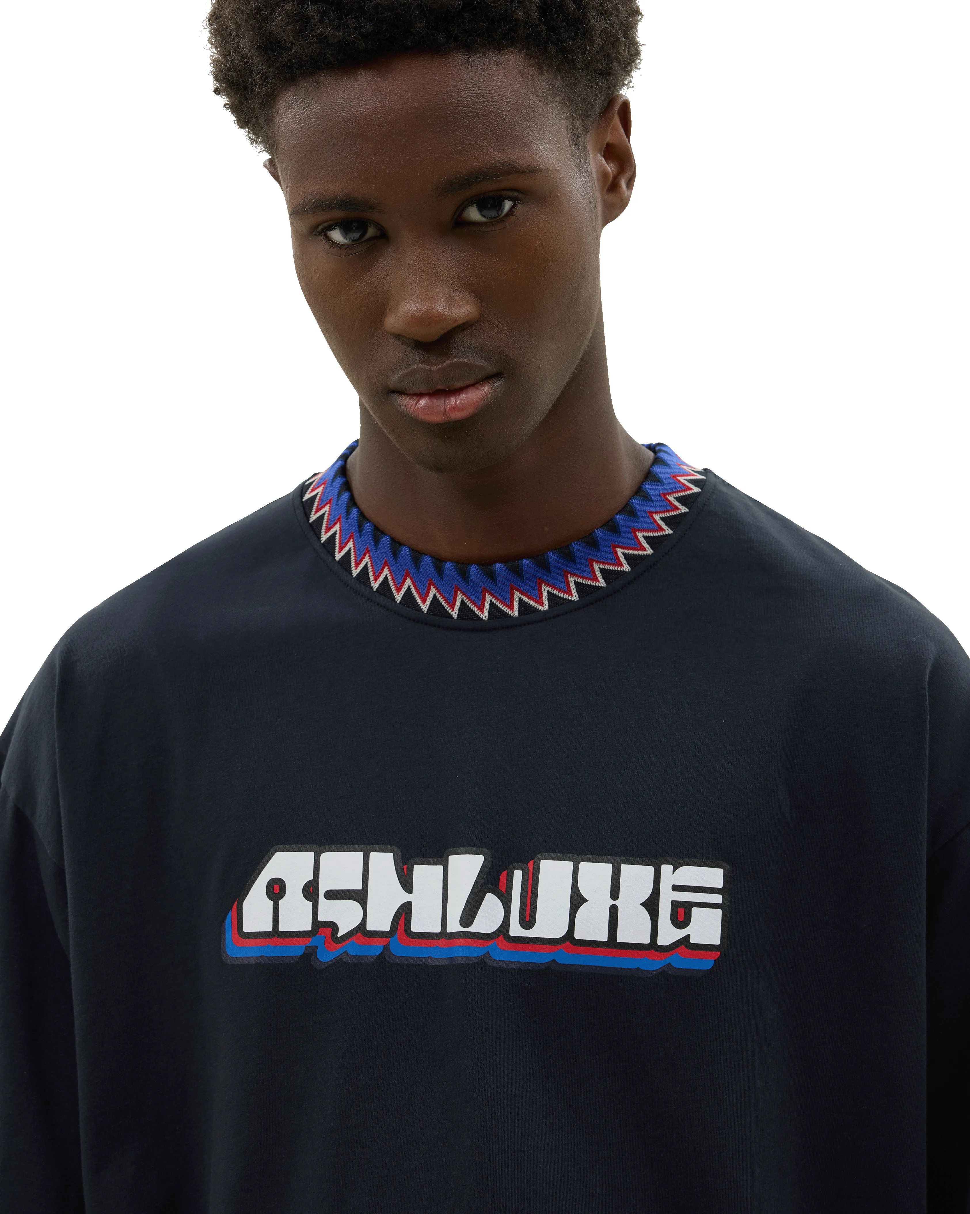 Knitted Neck Rib Logo T-shirt Black sold by Ashluxe product image thumbnail 2