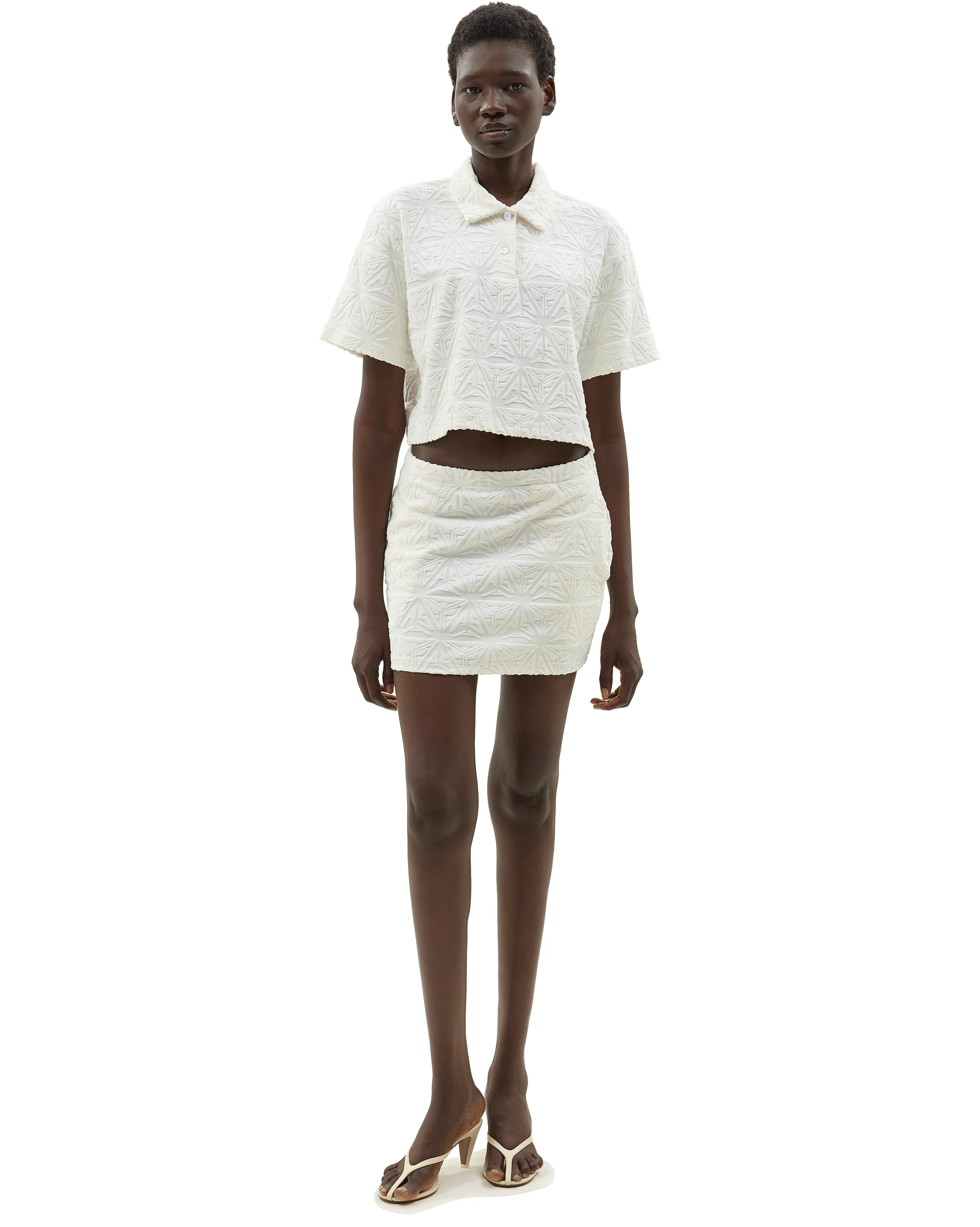 Monogram Plush Cropped Polo Shirt White sold by Ashluxe