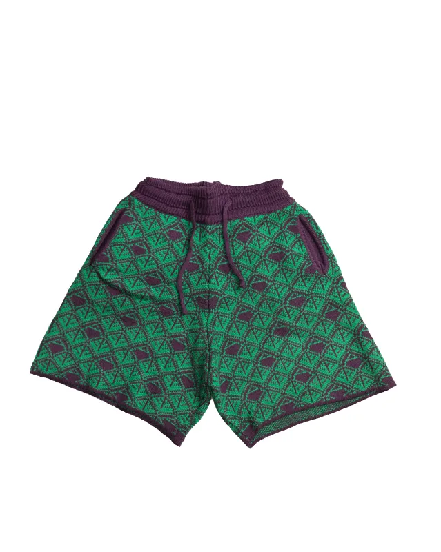 Ashluxe  Monogram Knitted Short Purple Green sold by Ashluxe
