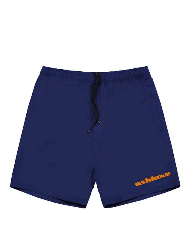 Ashluxe Classic Satin Logo Swimshort Navy sold by Ashluxe