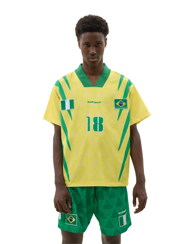 Nigeria X Brazil Football Shirt Yellow made by Ashluxe