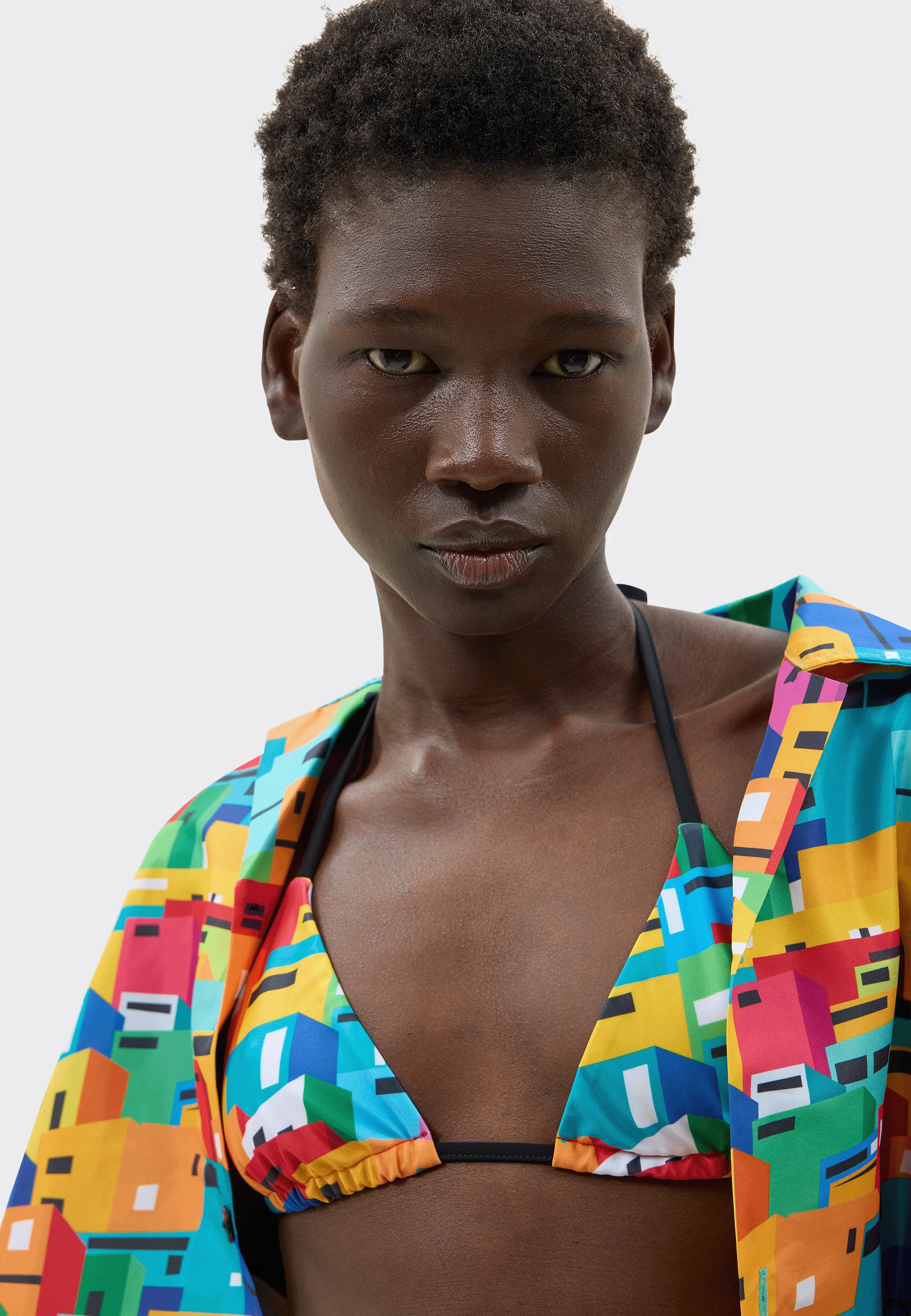 Urban Mosaic Print Triangle Bikini Top Multi sold by Ashluxe product image thumbnail 2