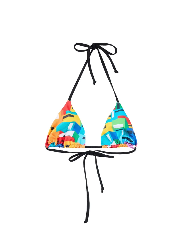 Urban Mosaic Print Triangle Bikini Top Multi made by Ashluxe