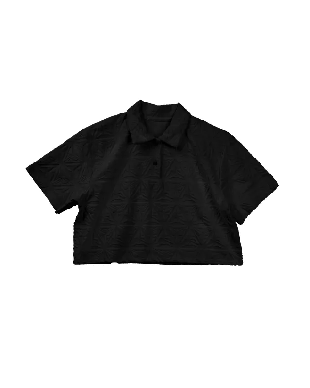 Monogram Plush Cropped Polo Shirt Black sold by Ashluxe