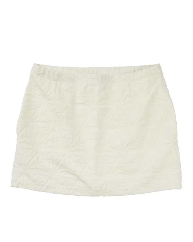 Monogram Plush  A Line Mini Skirt White made by Ashluxe