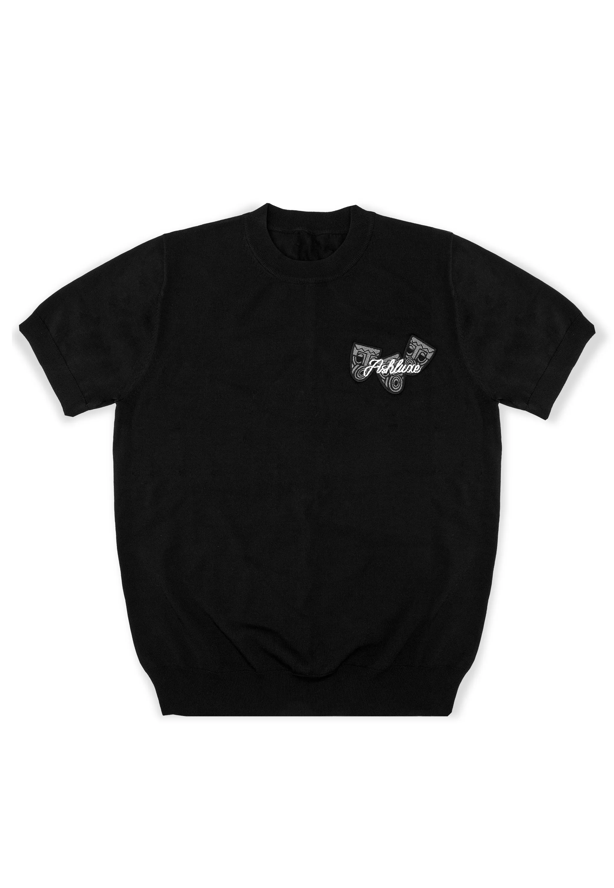 Ashluxe Ribbed Mask Badge Tees Black sold by Ashluxe