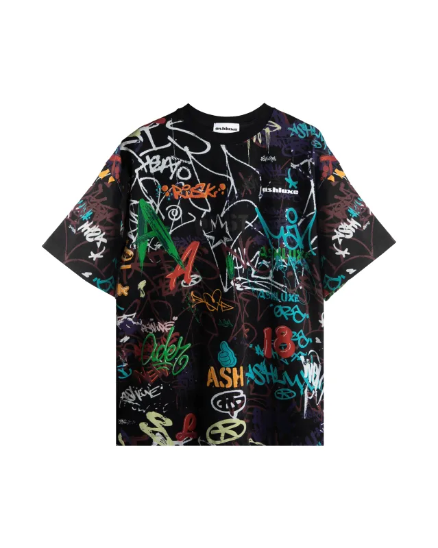 Ashluxe Wall Graffiti T-Shirt Black sold by Ashluxe