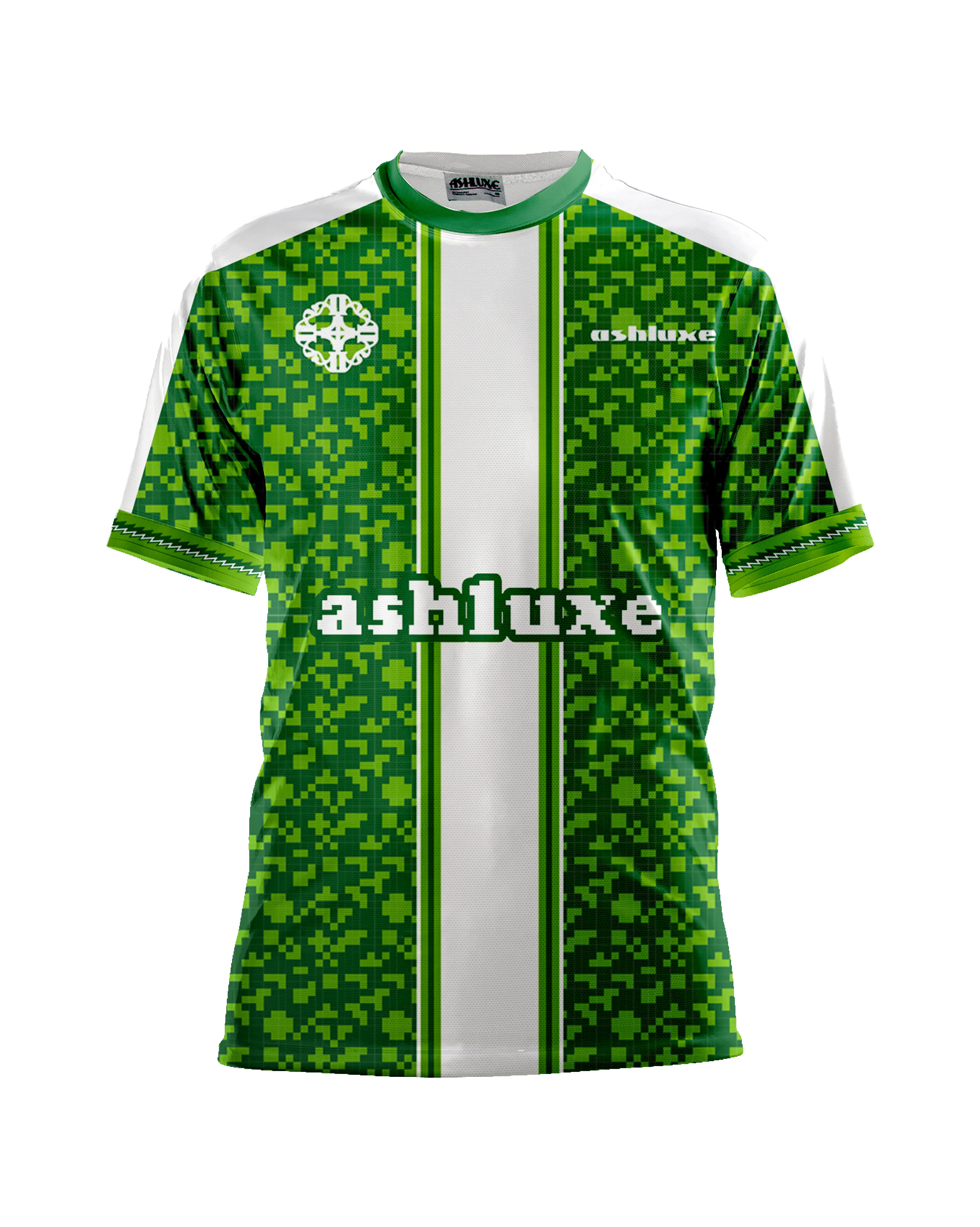Ashluxe Pixel Print Jersey Green White sold by Ashluxe