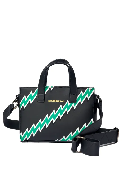 ASHLUXE ZigZag Leather Mini Bag - Black/Green sold by Ashluxe