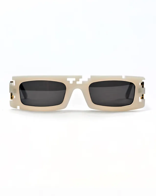 Ashluxe Pixel Cut Chalk Cream Sunglasses sold by Ashluxe