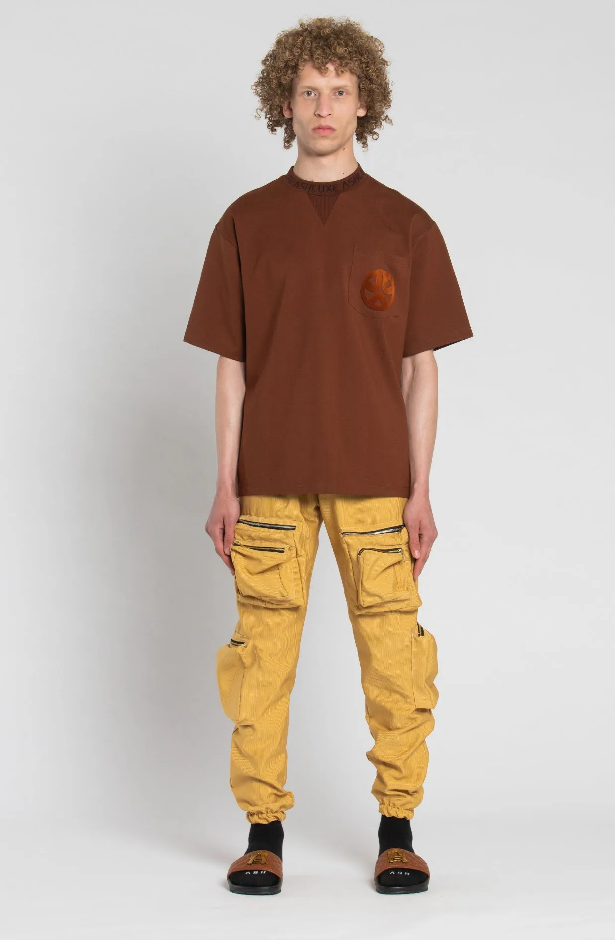 ASHLUXE Paradise Brown Neck Logo T-Shirt sold by Ashluxe product image thumbnail 4