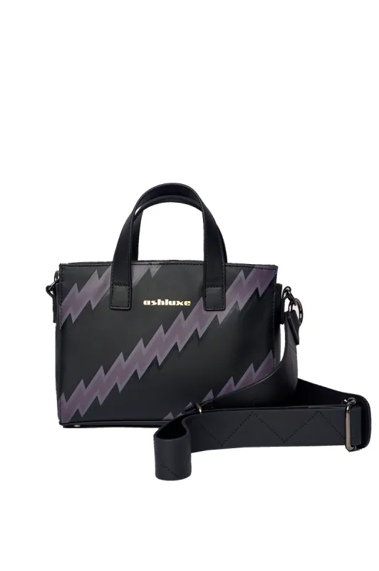 ASHLUXE ZigZag Leather Mini Bag - Black/Purple sold by Ashluxe