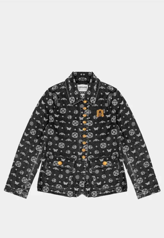 Ashluxe Paradise Pattern Female Denim Jacket Black made by Ashluxe
