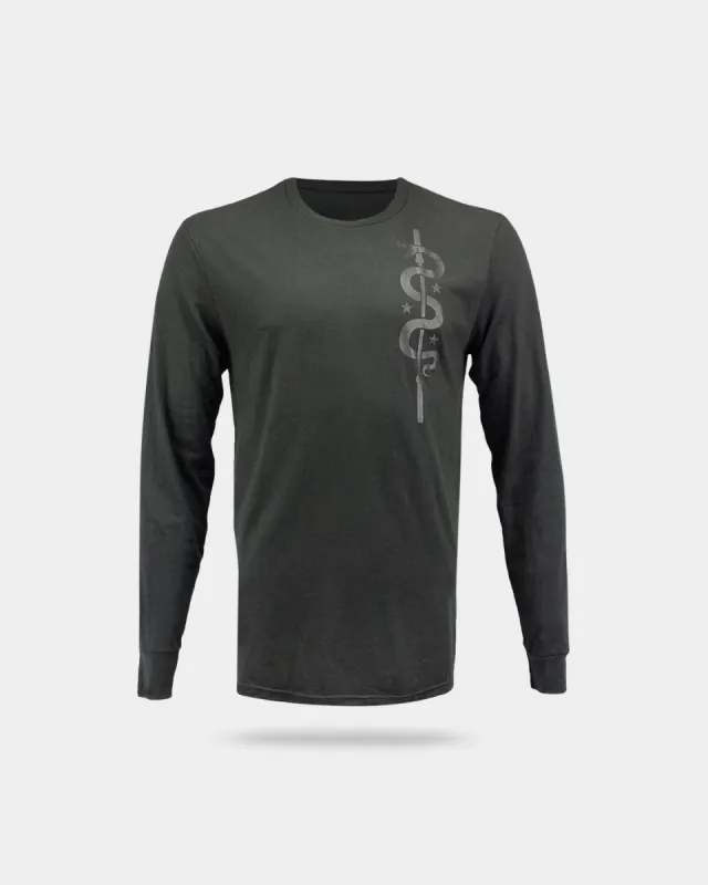 Bodybuilding.com Blackout Vertical Snake Long-Sleeved T-shirt sold by Bodybuilding Global