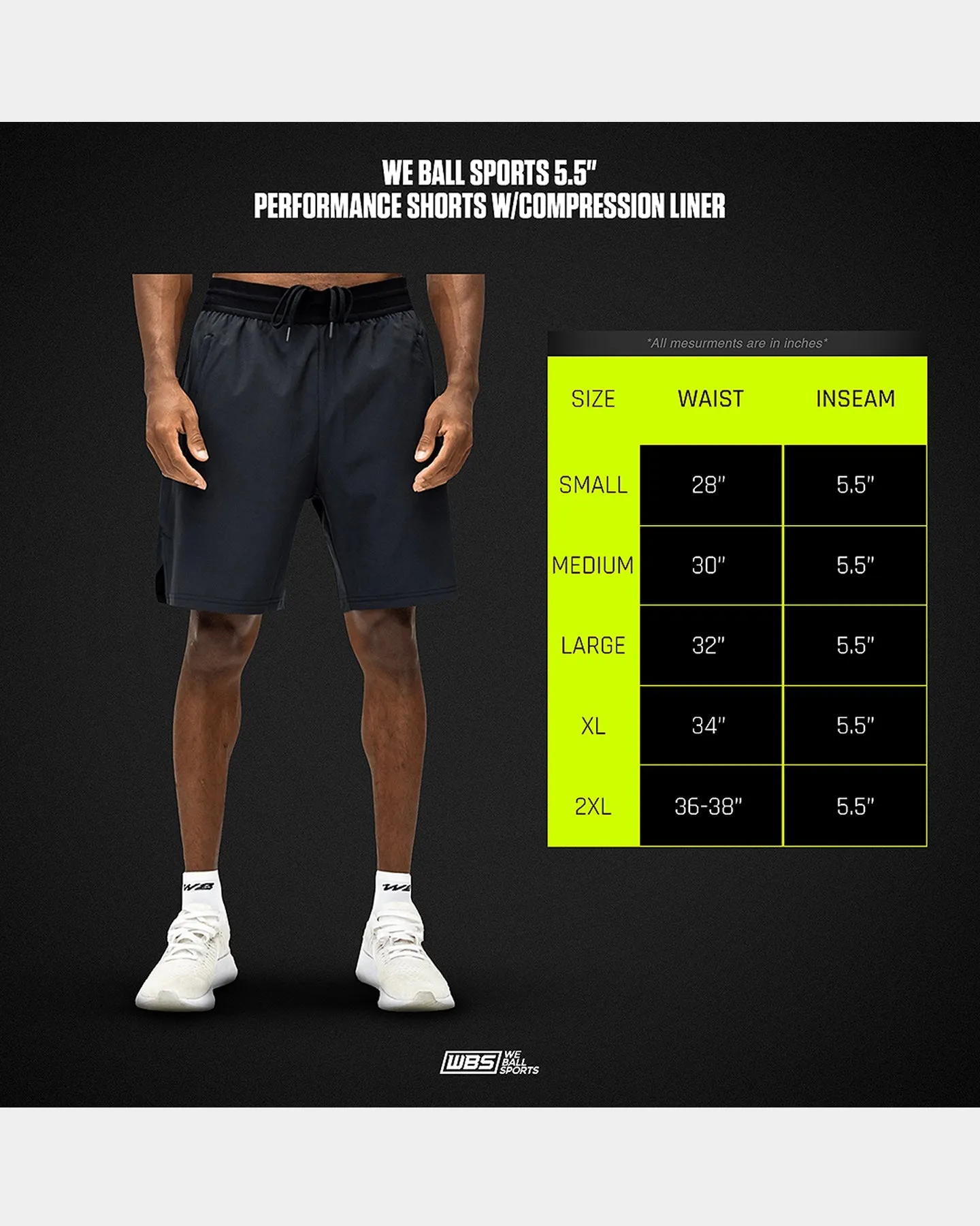 We Ball Sports Men's 5.5" Performance Shorts with Compression Liner sold by Bodybuilding Global product image thumbnail 4