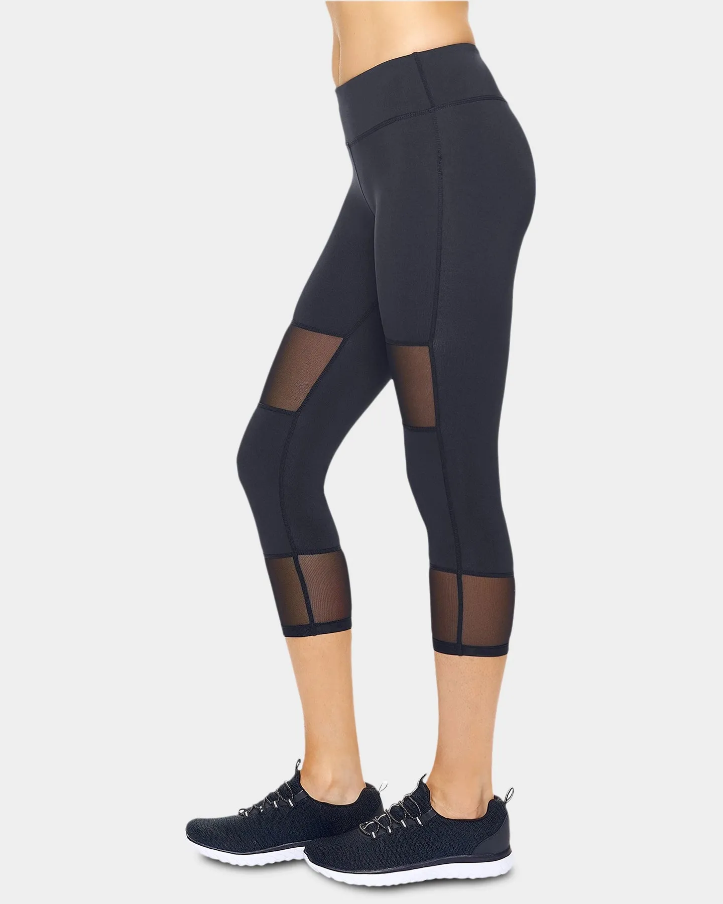 Expert Brand Women's Airstretch Mid-Rise Double Mesh Panel Capri Leggings sold by Bodybuilding Global