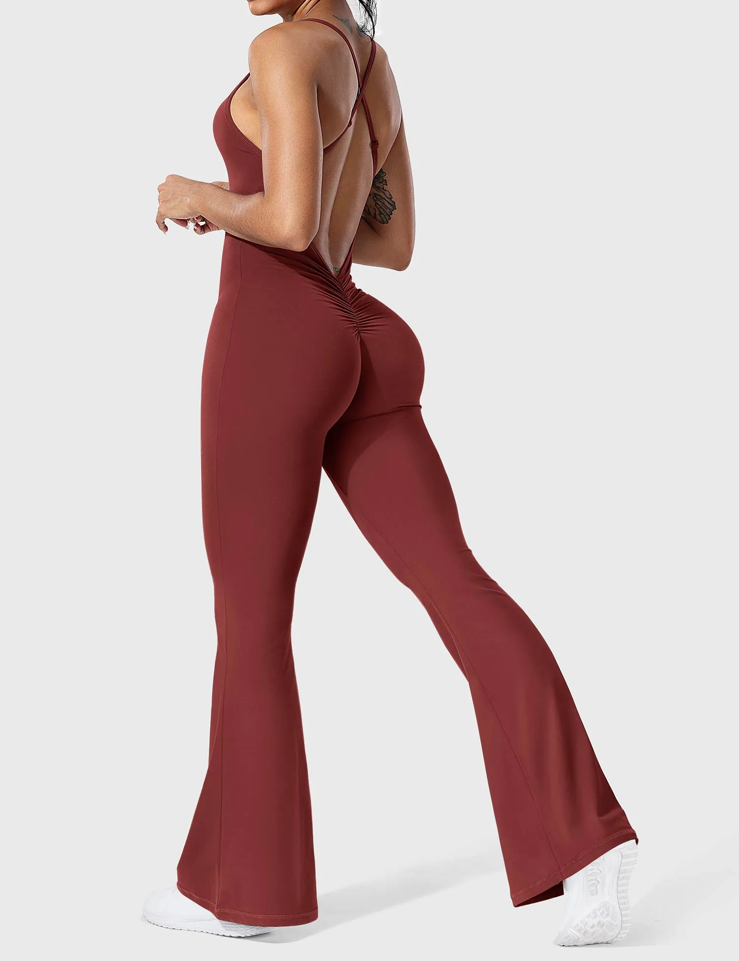 Yeoreo Liza V-Back Cross Flared Jumpsuit sold by Yeoreo product image thumbnail 4