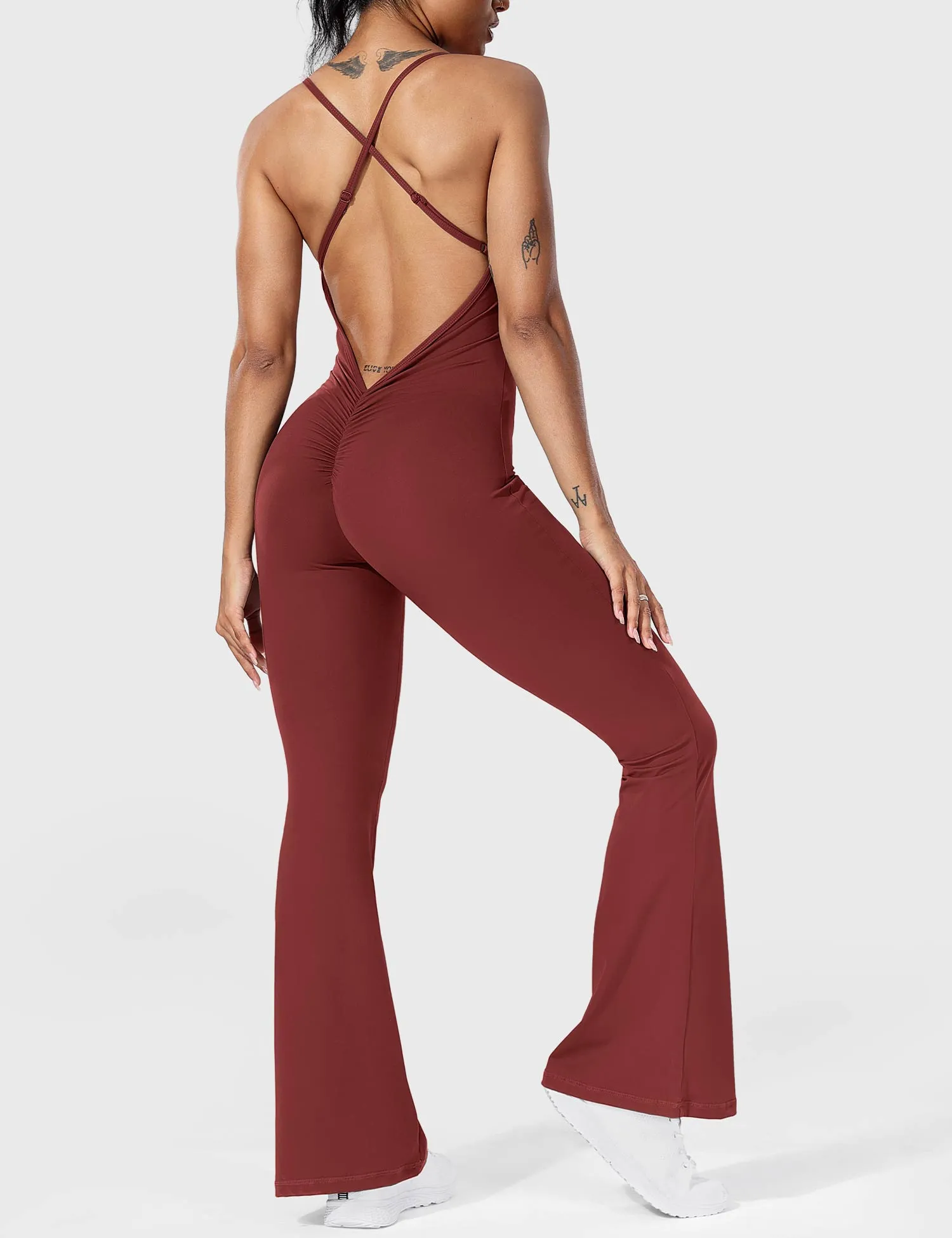 Yeoreo Liza V-Back Cross Flared Jumpsuit sold by Yeoreo product image thumbnail 3