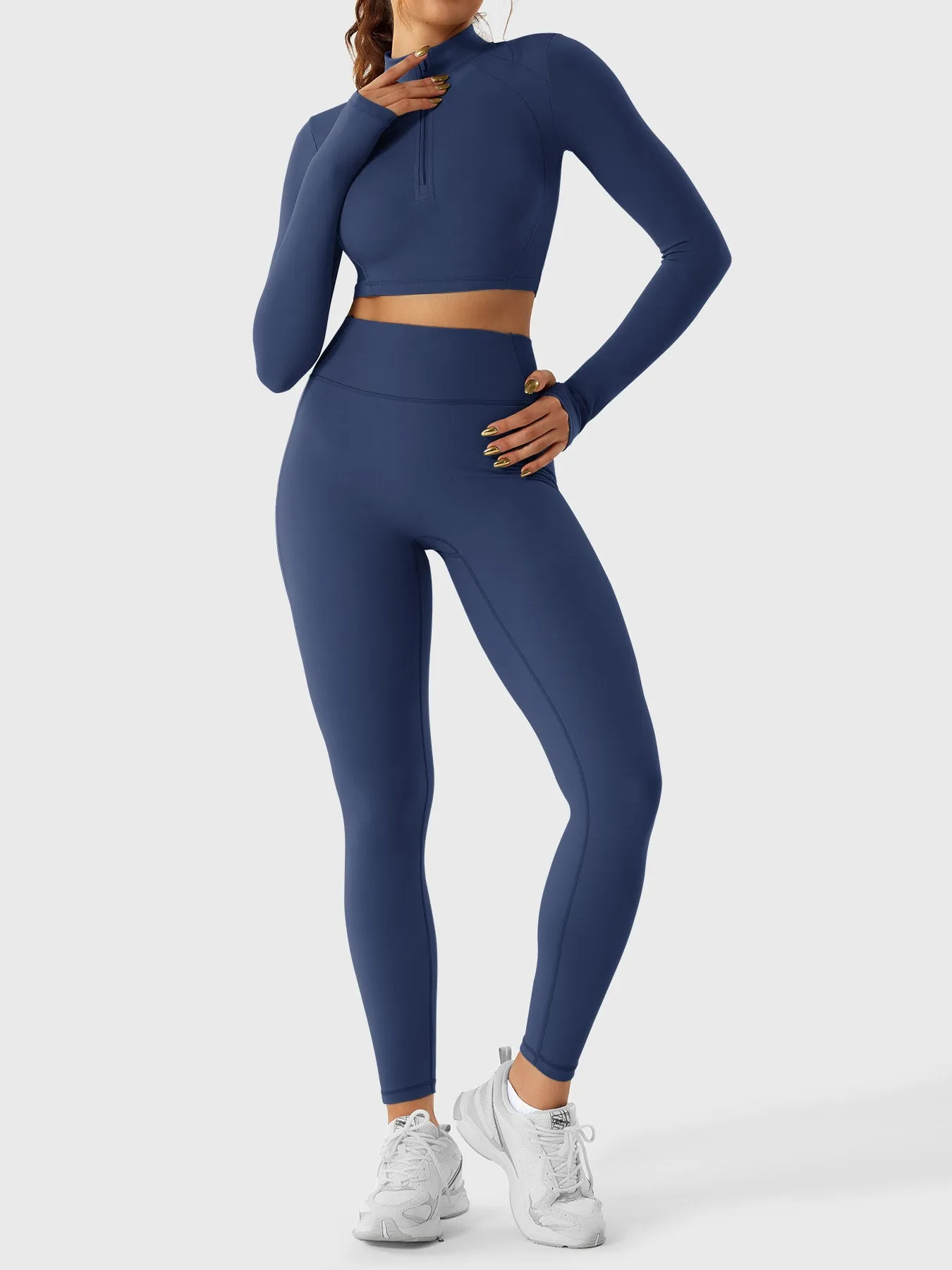 Yeoreo Clementine Half Zip Crop Top Leggings Sets sold by Yeoreo