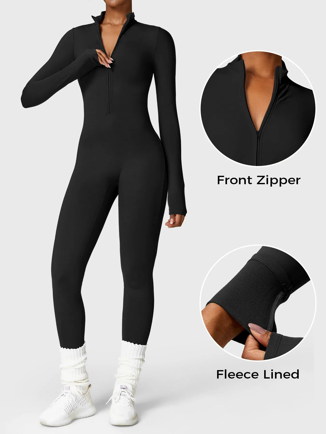Yeoreo Belle Fleece Long Sleeve Zipper Jumpsuit sold by Yeoreo product image thumbnail 3