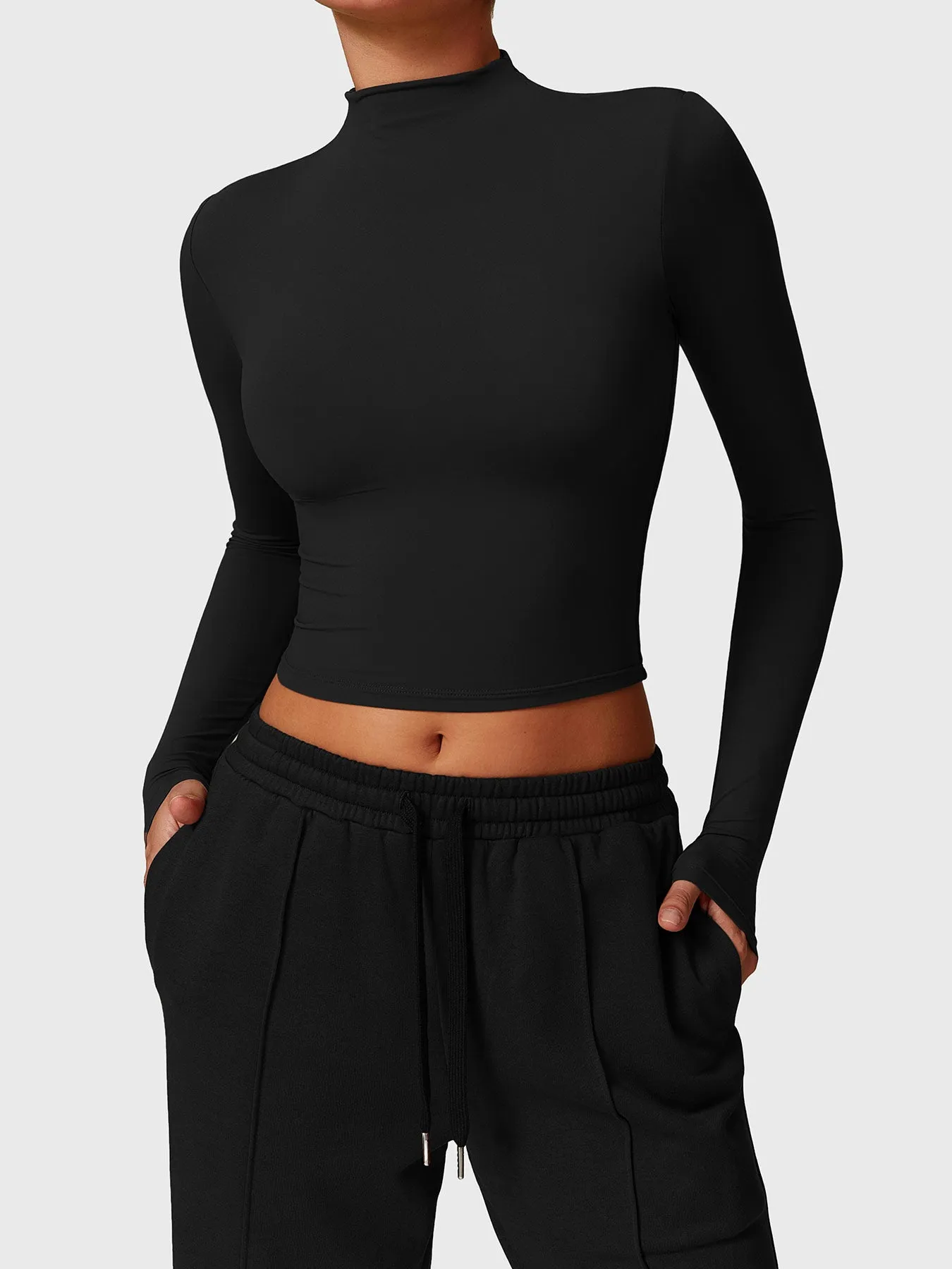 Yeoreo Alma Turtle Neck Long Sleeve Crop Top sold by Yeoreo