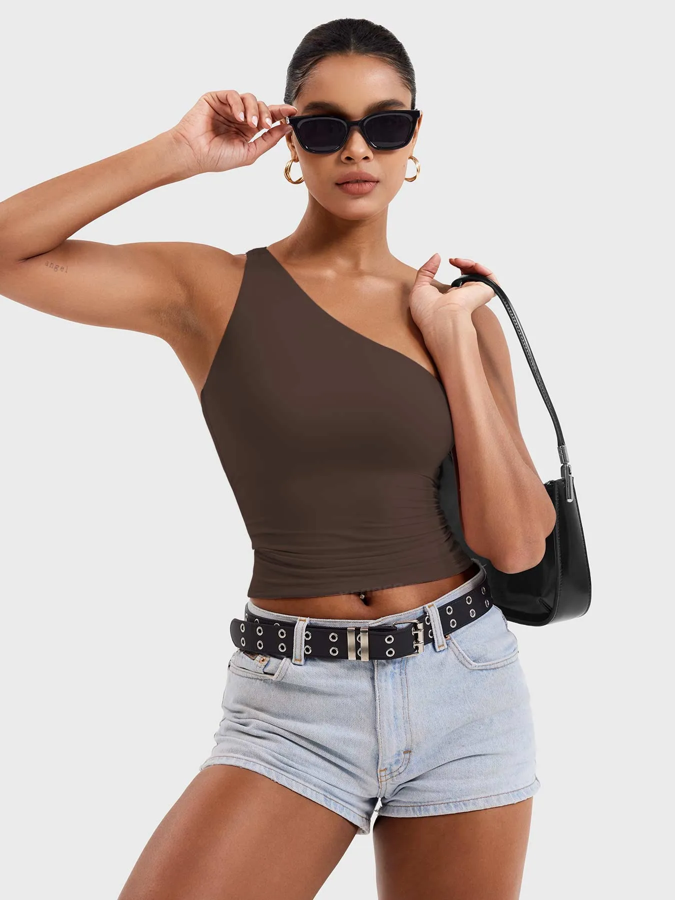 Yeoreo Fanciy One Shoulder Tank Top sold by Yeoreo product image thumbnail 5