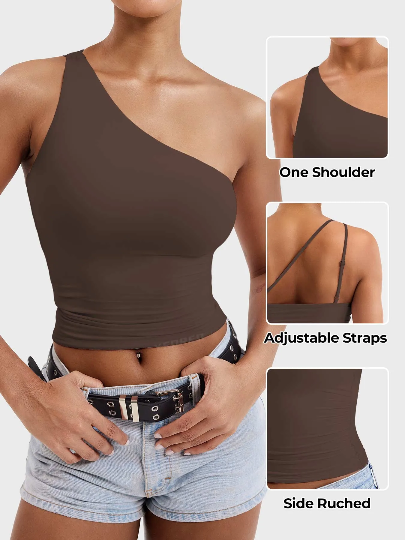 Yeoreo Fanciy One Shoulder Tank Top sold by Yeoreo product image thumbnail 3