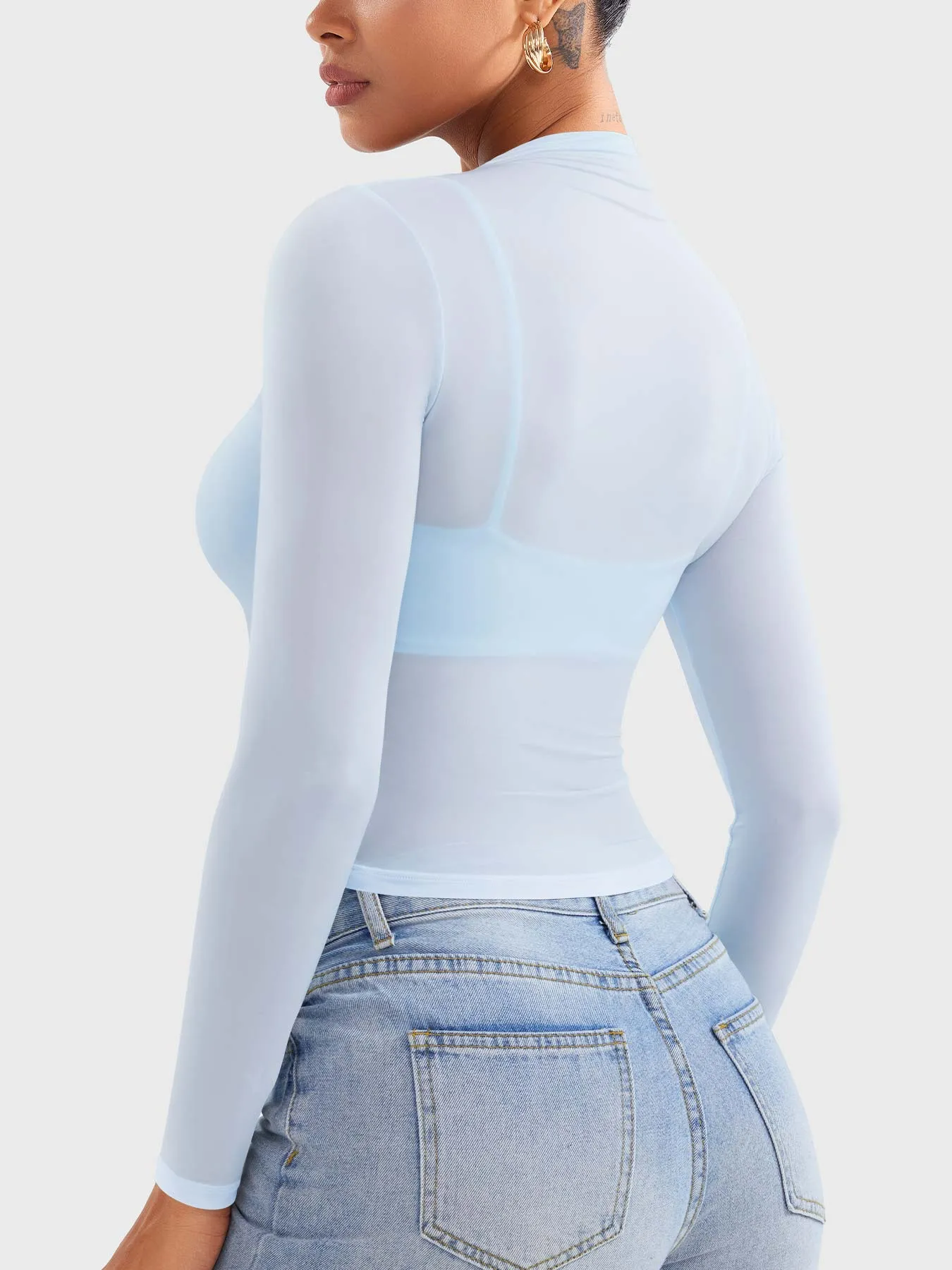 Yeoreo Jamy Mock Neck Sheer Top sold by Yeoreo product image thumbnail 2