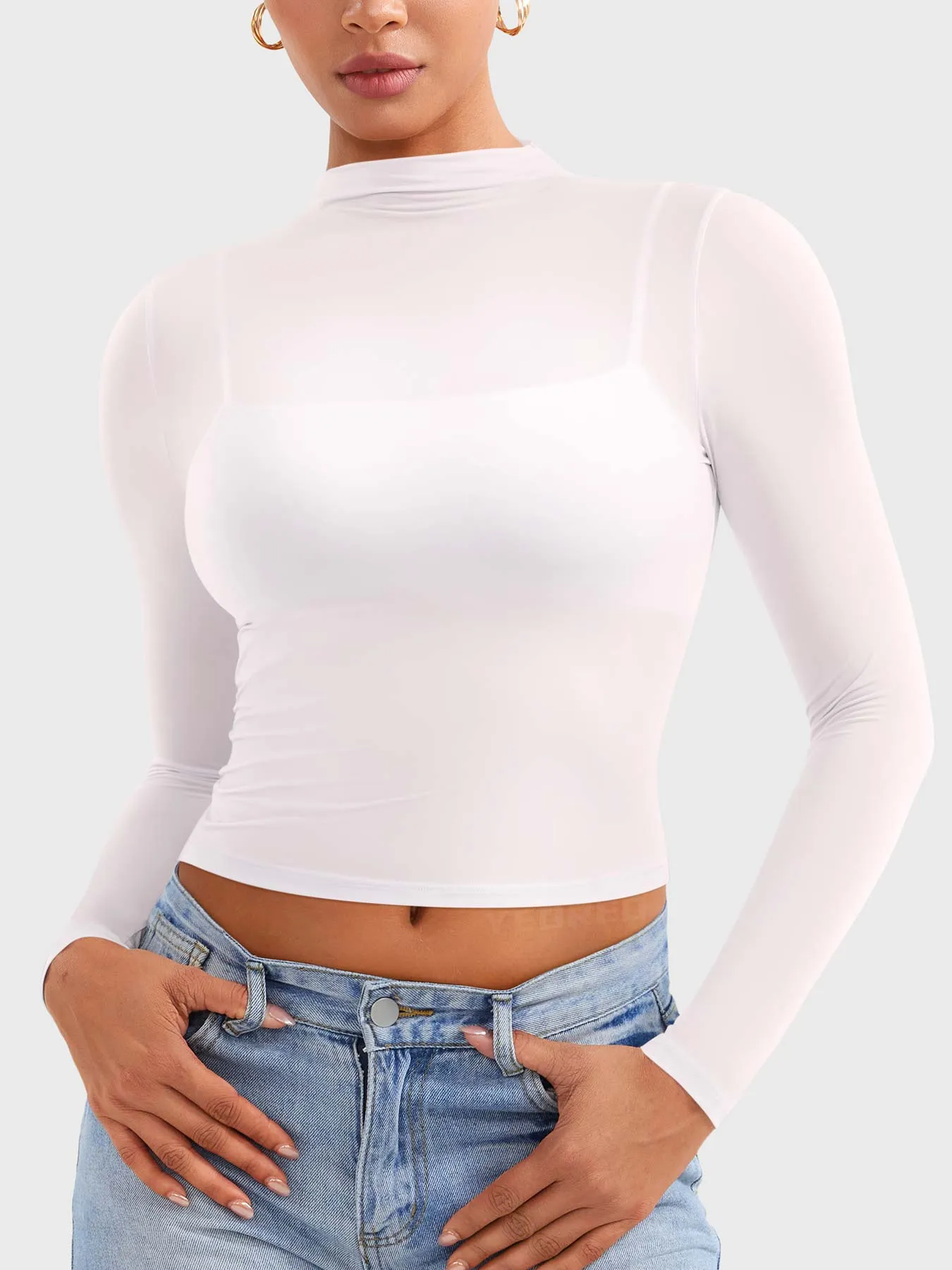Yeoreo Jamy Mock Neck Sheer Top sold by Yeoreo product image thumbnail 5