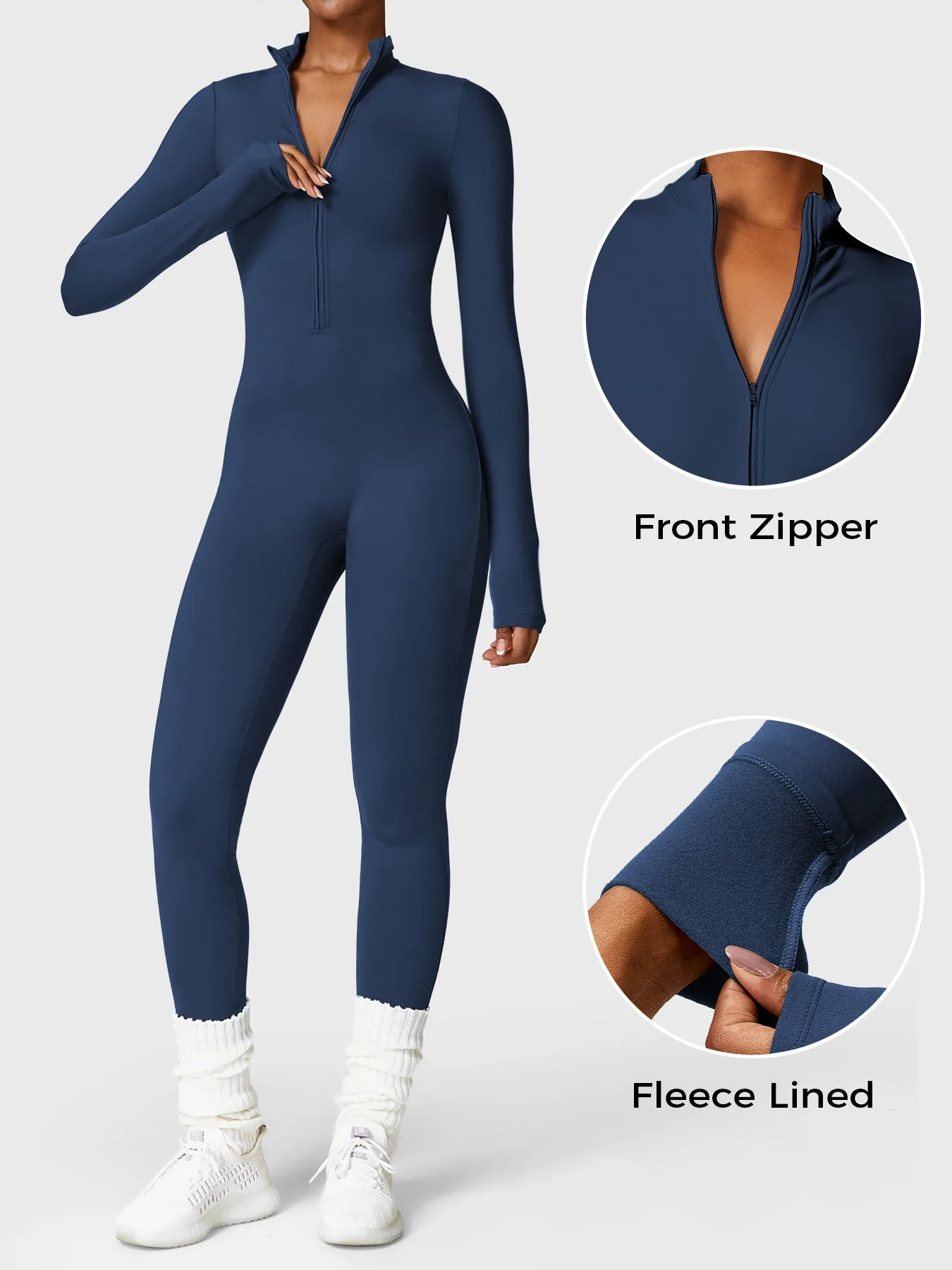 Yeoreo Belle Fleece Zipper Jumpsuit sold by Yeoreo product image thumbnail 3