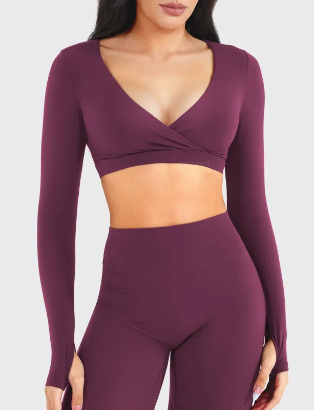 Yeoreo Aberney V Neck Long Sleeve Crop Top sold by Yeoreo