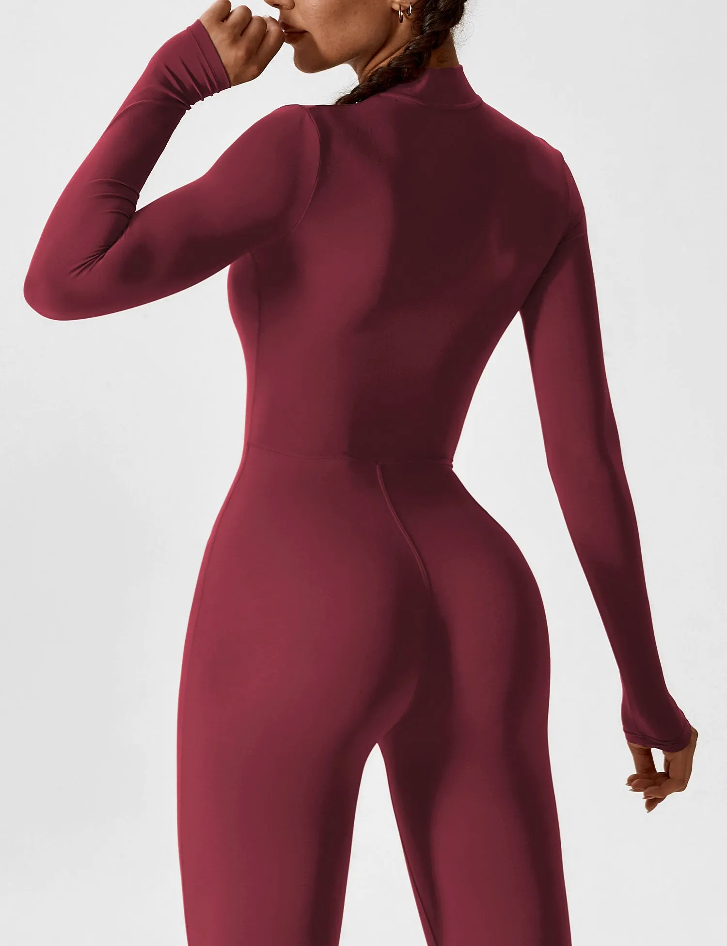 Yeoreo Long Sleeve Zipper Jumpsuit – Cherry sold by Yeoreo product image thumbnail 5