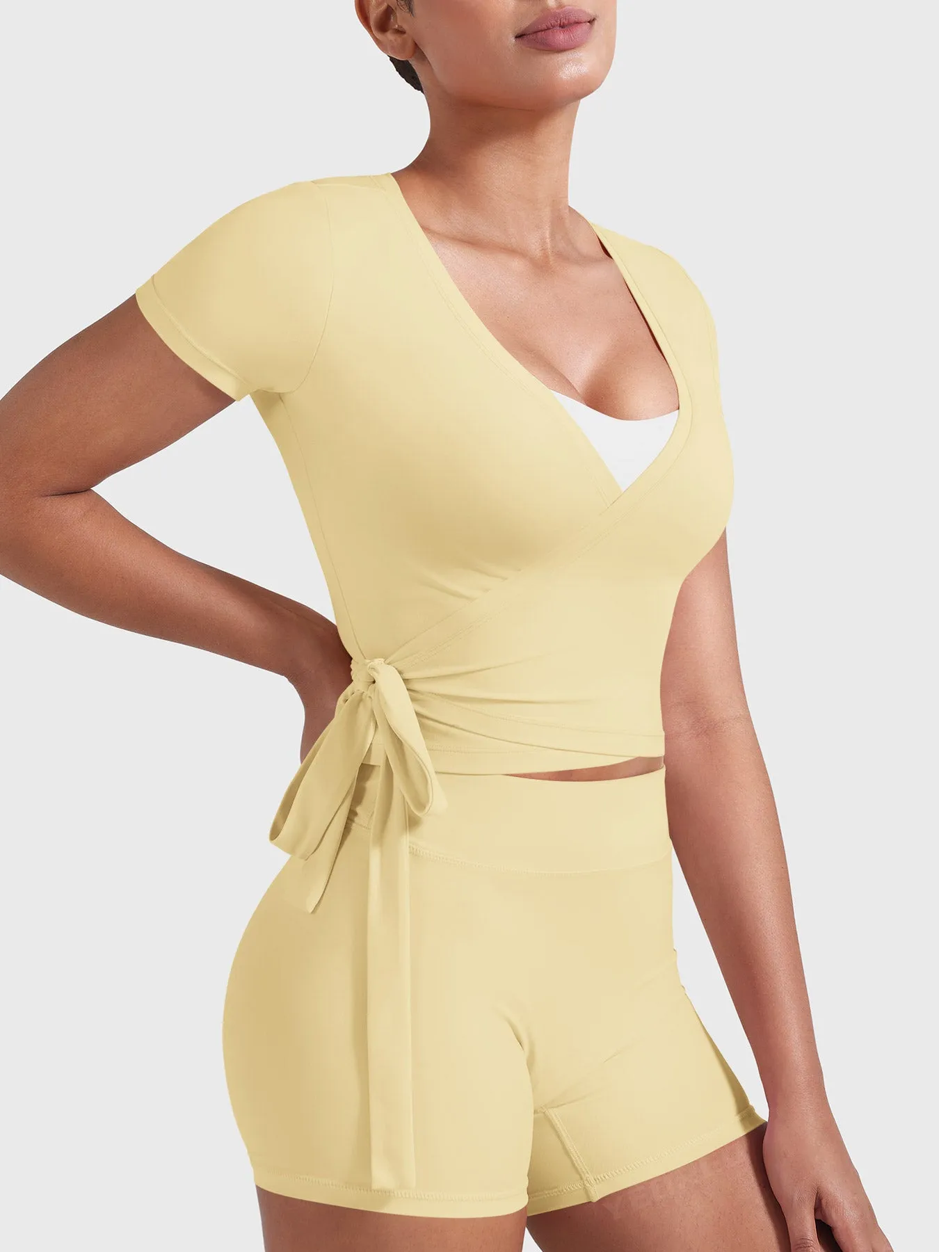 Yeoreo Denaiy Short Sleeve Ballet Wrap Top sold by Yeoreo product image thumbnail 4