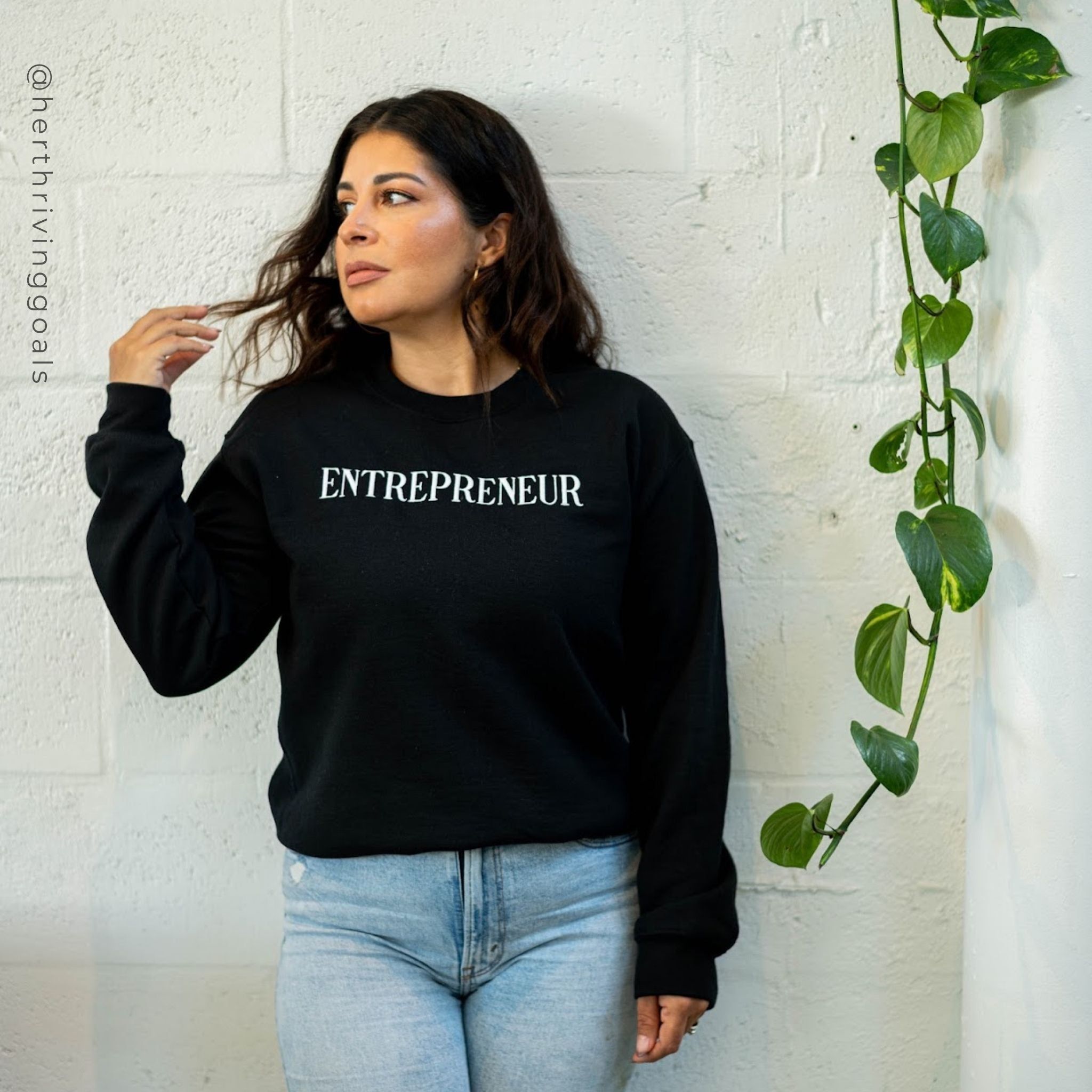 ENTREPRENEUR EMBROIDERED SWEATSHIRT - BLACK sold by Her Thriving Goals product image thumbnail 5
