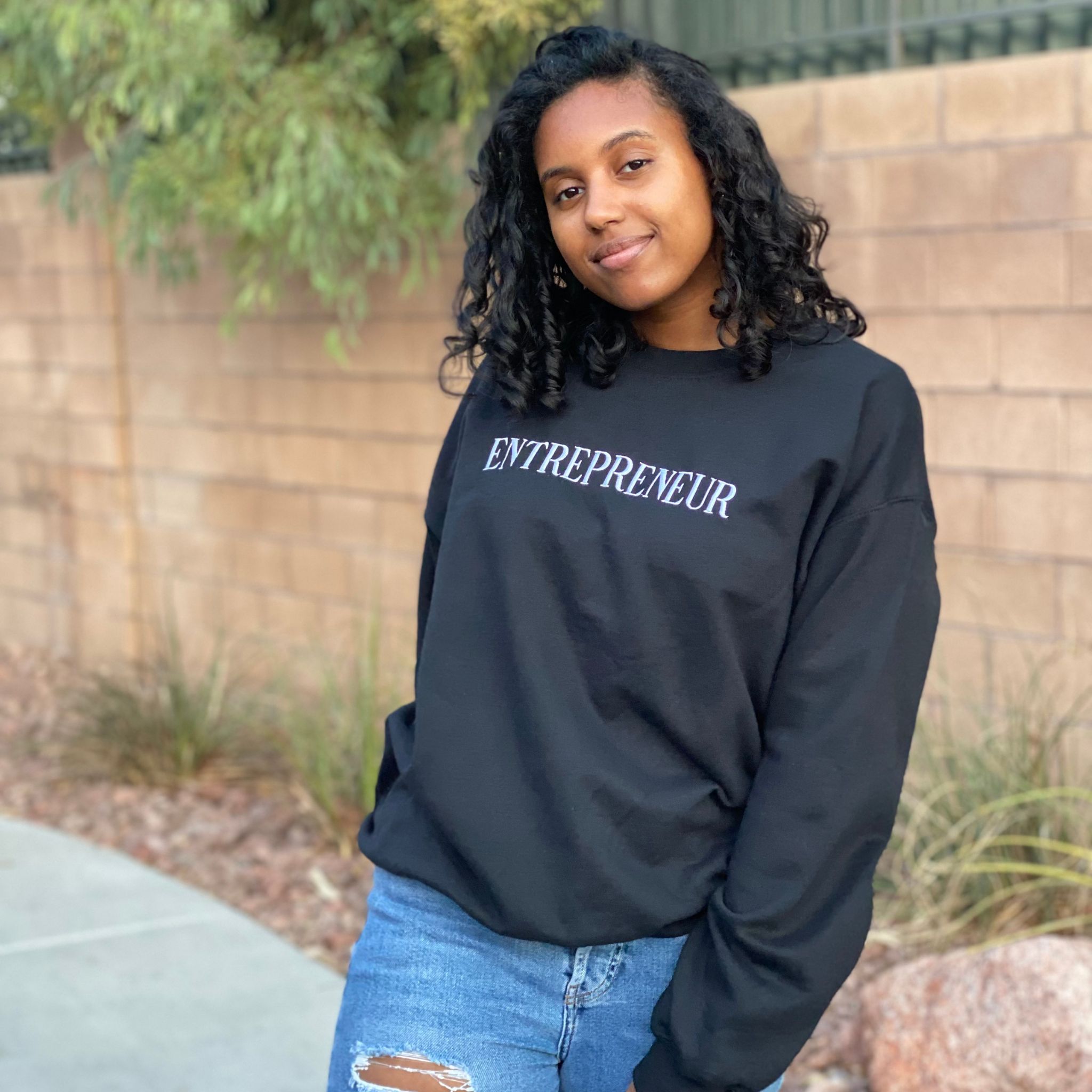 ENTREPRENEUR EMBROIDERED SWEATSHIRT - BLACK sold by Her Thriving Goals product image thumbnail 2