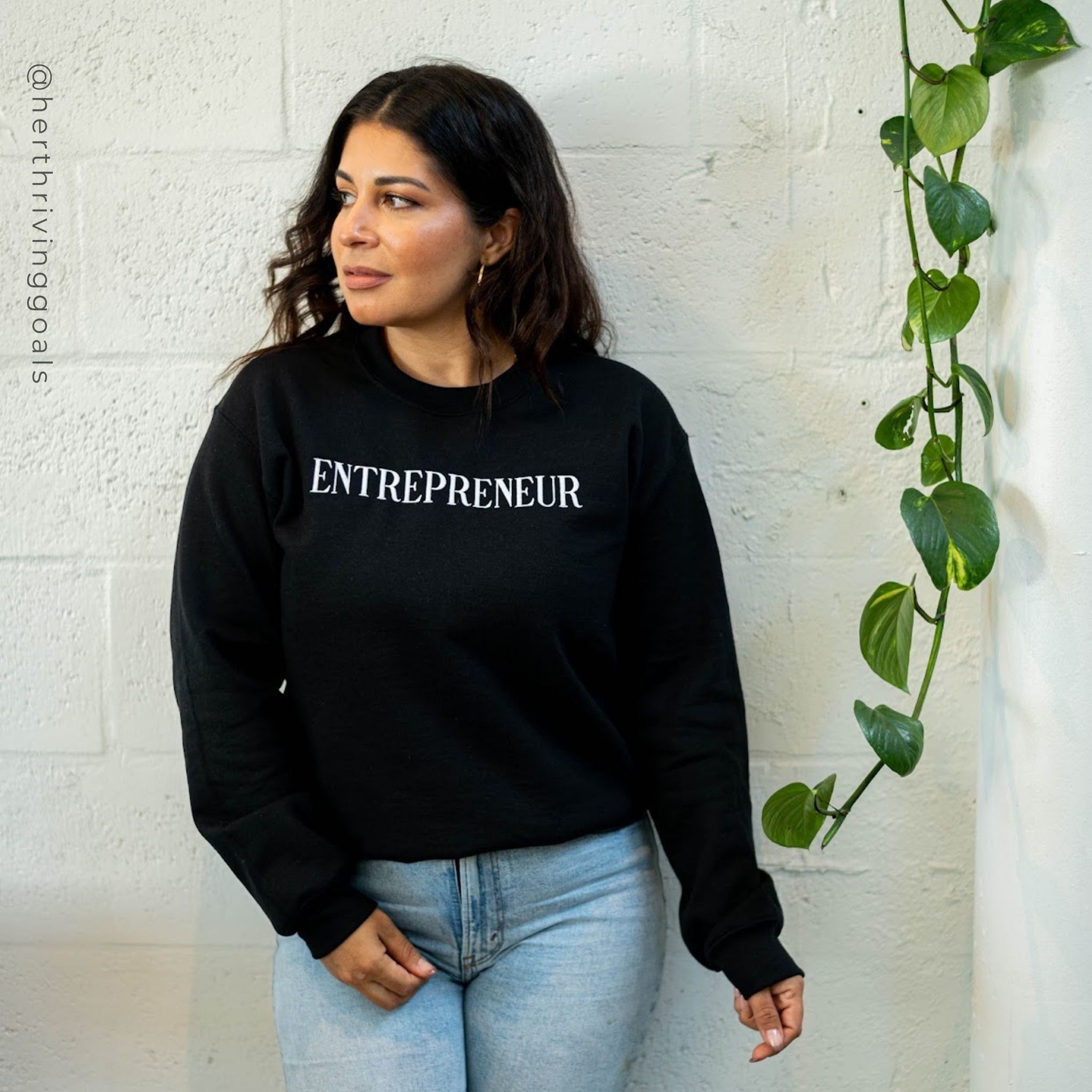 ENTREPRENEUR EMBROIDERED SWEATSHIRT - BLACK sold by Her Thriving Goals product image thumbnail 4