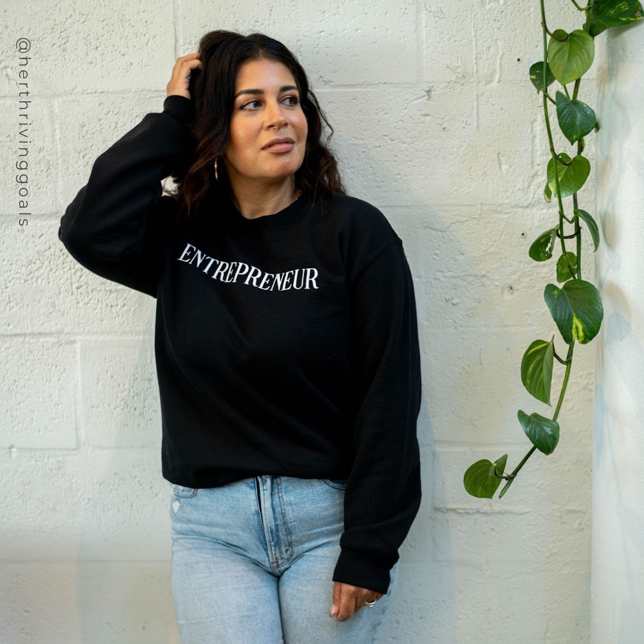 ENTREPRENEUR EMBROIDERED SWEATSHIRT - BLACK sold by Her Thriving Goals product image thumbnail 3